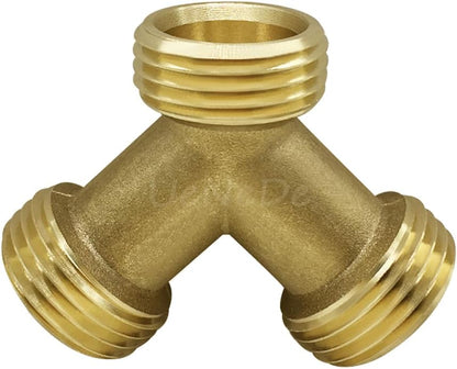 Brass Garden Hose Splitter 3/4" GHT Y Connector, 2PCS