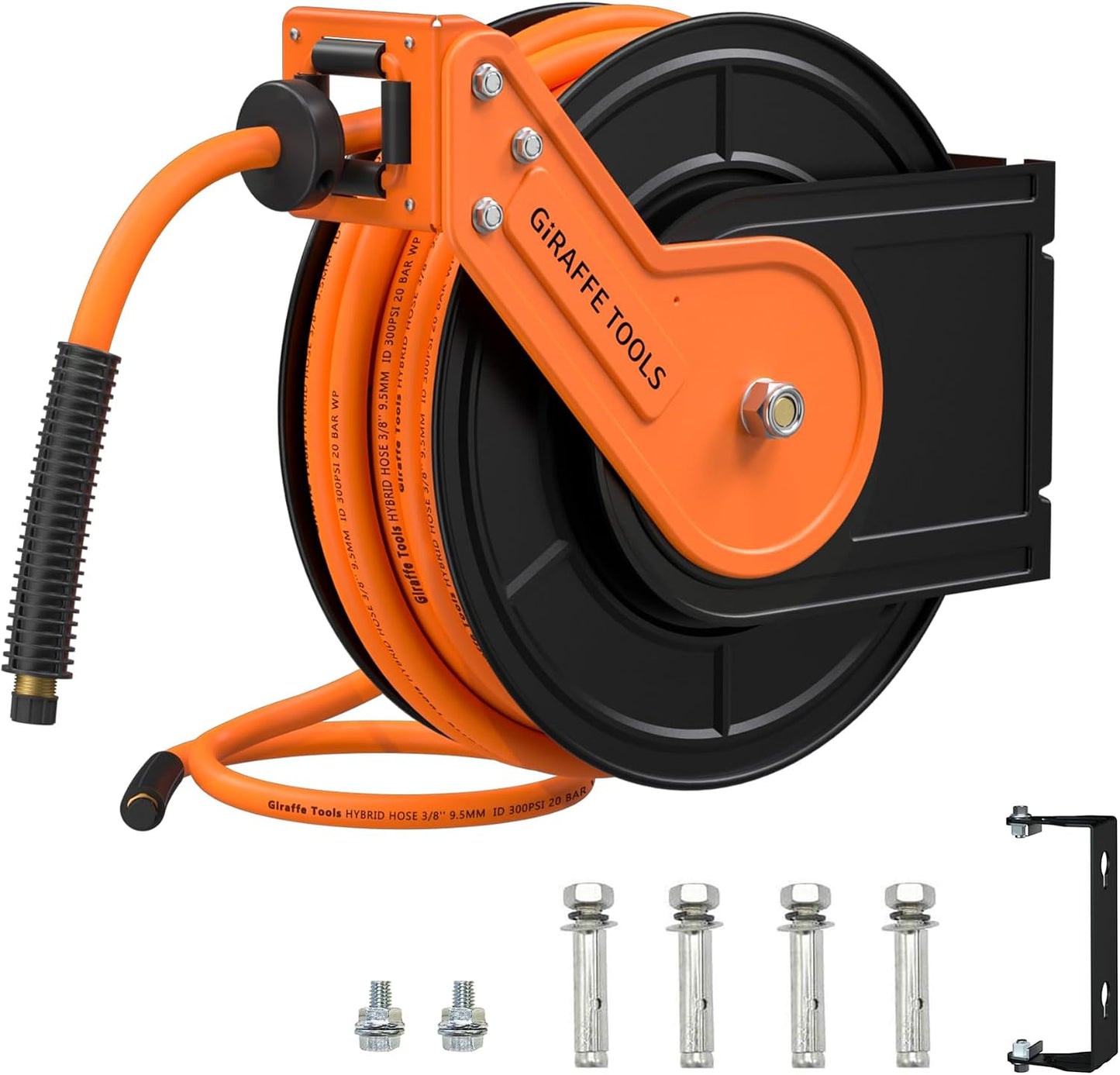 Retractable Air Hose Reel 50ft with Swivel Bracket 3/8"