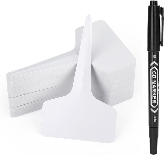 Plant Labels 4 Inch - 200Pcs Plastic Plant Tags Markers T-Type Nursery Garden Labels Waterproof with Permanent Marking Pen for Seedlings Indoor Outdoor Garden Greenhouse