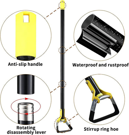 Hoe Garden Tool - Hand Hoe/Sickle is Perfect for Weeding and Cultivating Long Handle Heavy Duty - Adjustable Sharp Durable Garden Tools for Weeding and Loosening Soil 30-61 Inch Black