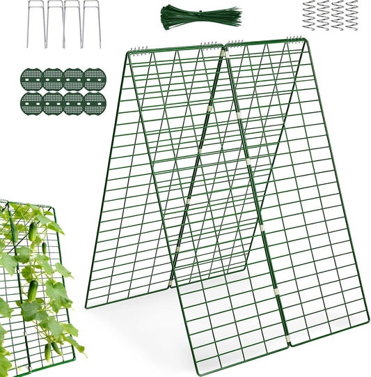 48" L x 34" W Cucumber Trellis for Raised Bed, A Frame Trellis, Vegetable Trellis with Garden Stakes and Zip Ties for Climbing Plants, Cucumber, Flowers