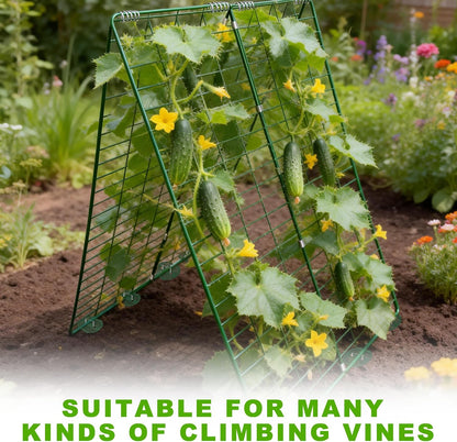 48" L x 34" W Cucumber Trellis for Raised Bed, A Frame Trellis, Vegetable Trellis with Garden Stakes and Zip Ties for Climbing Plants, Cucumber, Flowers
