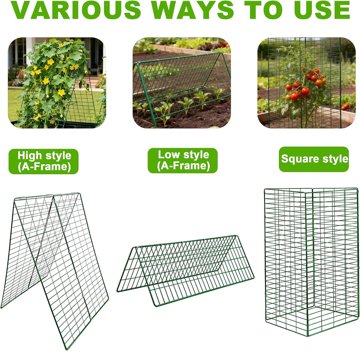 48" L x 34" W Cucumber Trellis for Raised Bed, A Frame Trellis, Vegetable Trellis with Garden Stakes and Zip Ties for Climbing Plants, Cucumber, Flowers