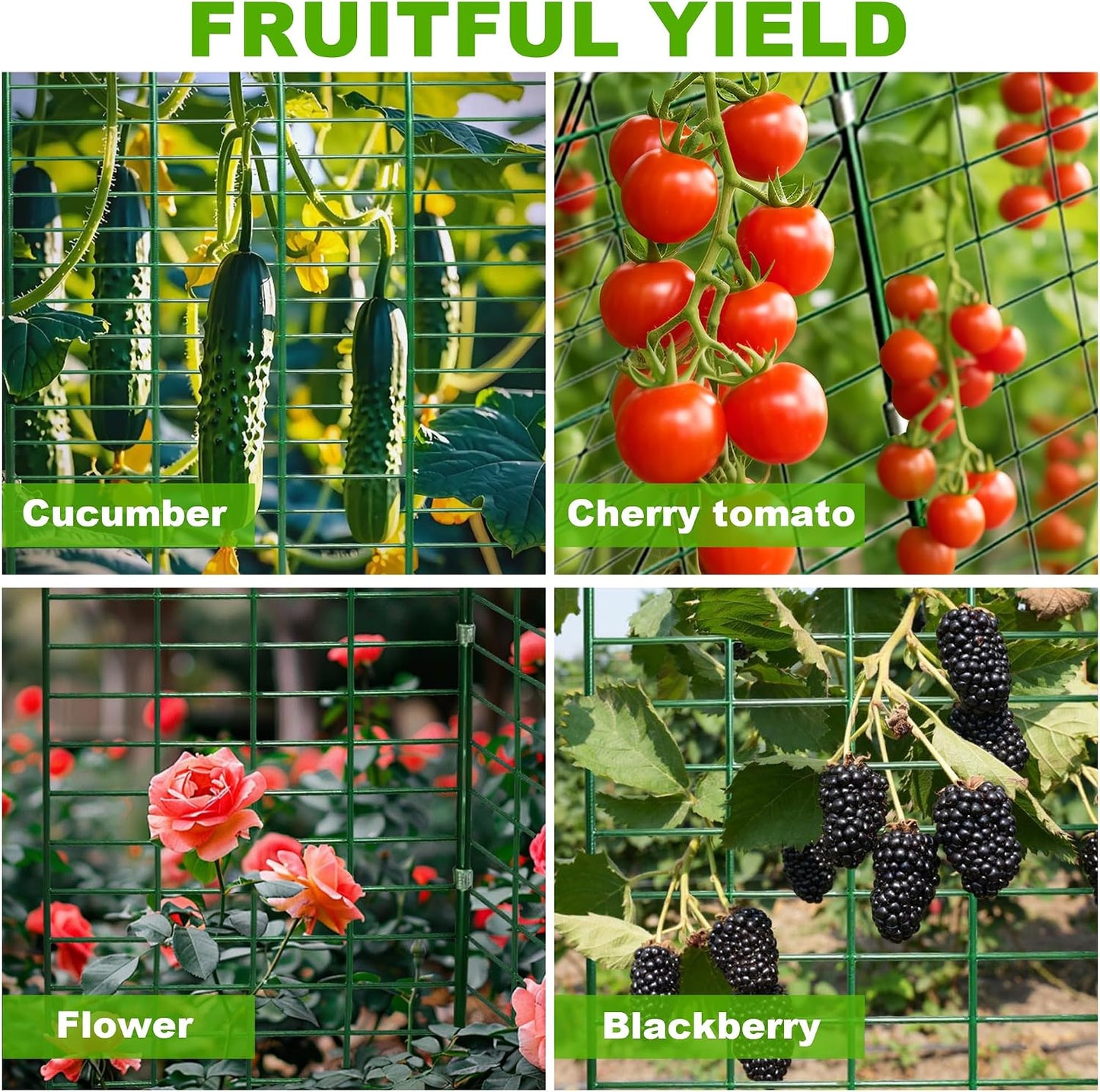 48" L x 34" W Cucumber Trellis for Raised Bed, A Frame Trellis, Vegetable Trellis with Garden Stakes and Zip Ties for Climbing Plants, Cucumber, Flowers
