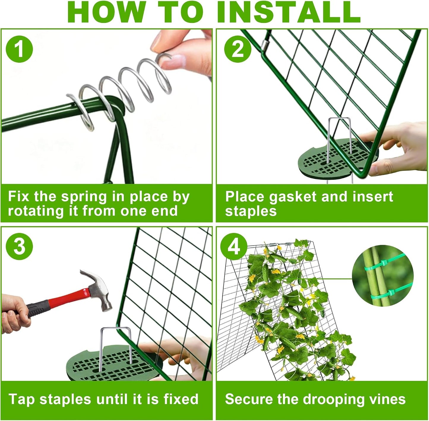 48" L x 34" W Cucumber Trellis for Raised Bed, A Frame Trellis, Vegetable Trellis with Garden Stakes and Zip Ties for Climbing Plants, Cucumber, Flowers