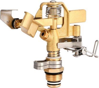 16032 Brass Impact Sprinkler, Heavy Duty Sprinkler Head, Adjustable 0-360 Degrees Pattern, Watering Sprinklers for Yard, Lawn and Grass Irrigation