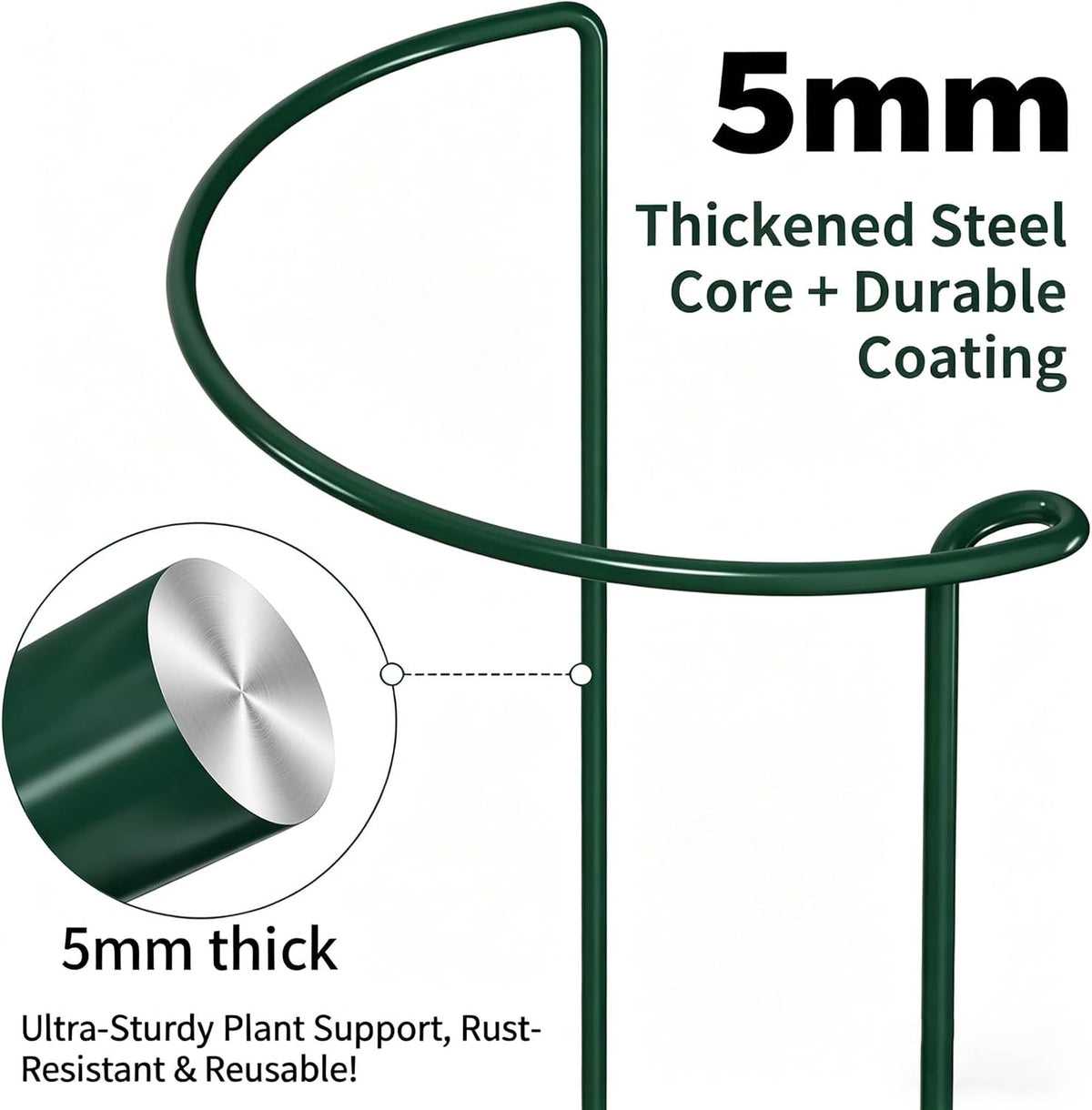 12 Pack Peony Cage Plant Support Stakes 10" W x 16" H Heavy Duty Ring Metal Garden Support Structures Plant Cage with Ties for Indoor Flower Outdoor Tomato Hydrangea Monstera