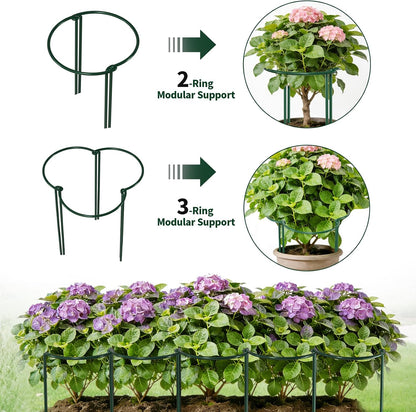 12 Pack Peony Cage Plant Support Stakes 10" W x 16" H Heavy Duty Ring Metal Garden Support Structures Plant Cage with Ties for Indoor Flower Outdoor Tomato Hydrangea Monstera