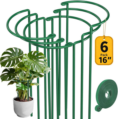 12 Pack Peony Cage Plant Support Stakes 10" W x 16" H Heavy Duty Ring Metal Garden Support Structures Plant Cage with Ties for Indoor Flower Outdoor Tomato Hydrangea Monstera