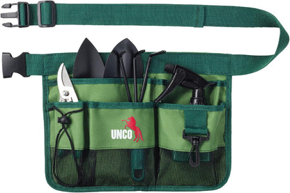 Adjustable Gardening Belt, Green, 7 Pockets, Wear, Cut and Water Resistant, Garden Tool Belt Pouch, Waist Apron with Pockets