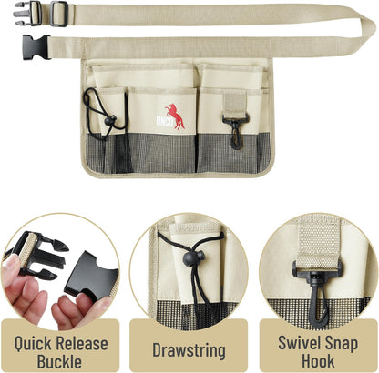 Adjustable Gardening Belt, Green, 7 Pockets, Wear, Cut and Water Resistant, Garden Tool Belt Pouch, Waist Apron with Pockets