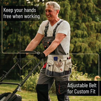 Adjustable Gardening Belt, Green, 7 Pockets, Wear, Cut and Water Resistant, Garden Tool Belt Pouch, Waist Apron with Pockets