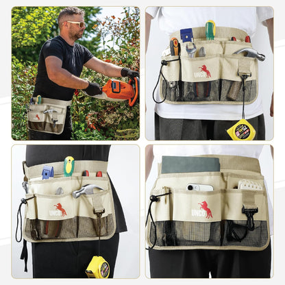 Adjustable Gardening Belt, Green, 7 Pockets, Wear, Cut and Water Resistant, Garden Tool Belt Pouch, Waist Apron with Pockets