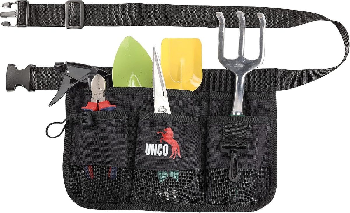 Adjustable Gardening Belt, Green, 7 Pockets, Wear, Cut and Water Resistant, Garden Tool Belt Pouch, Waist Apron with Pockets