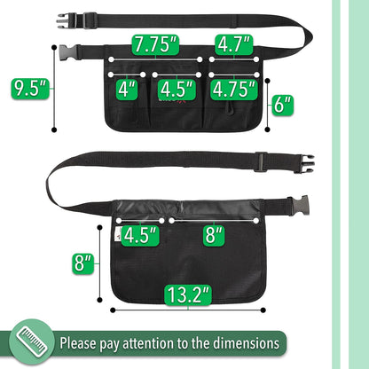 Adjustable Gardening Belt, Green, 7 Pockets, Wear, Cut and Water Resistant, Garden Tool Belt Pouch, Waist Apron with Pockets