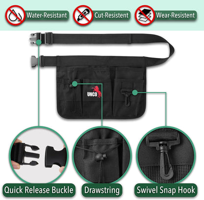 Adjustable Gardening Belt, Green, 7 Pockets, Wear, Cut and Water Resistant, Garden Tool Belt Pouch, Waist Apron with Pockets