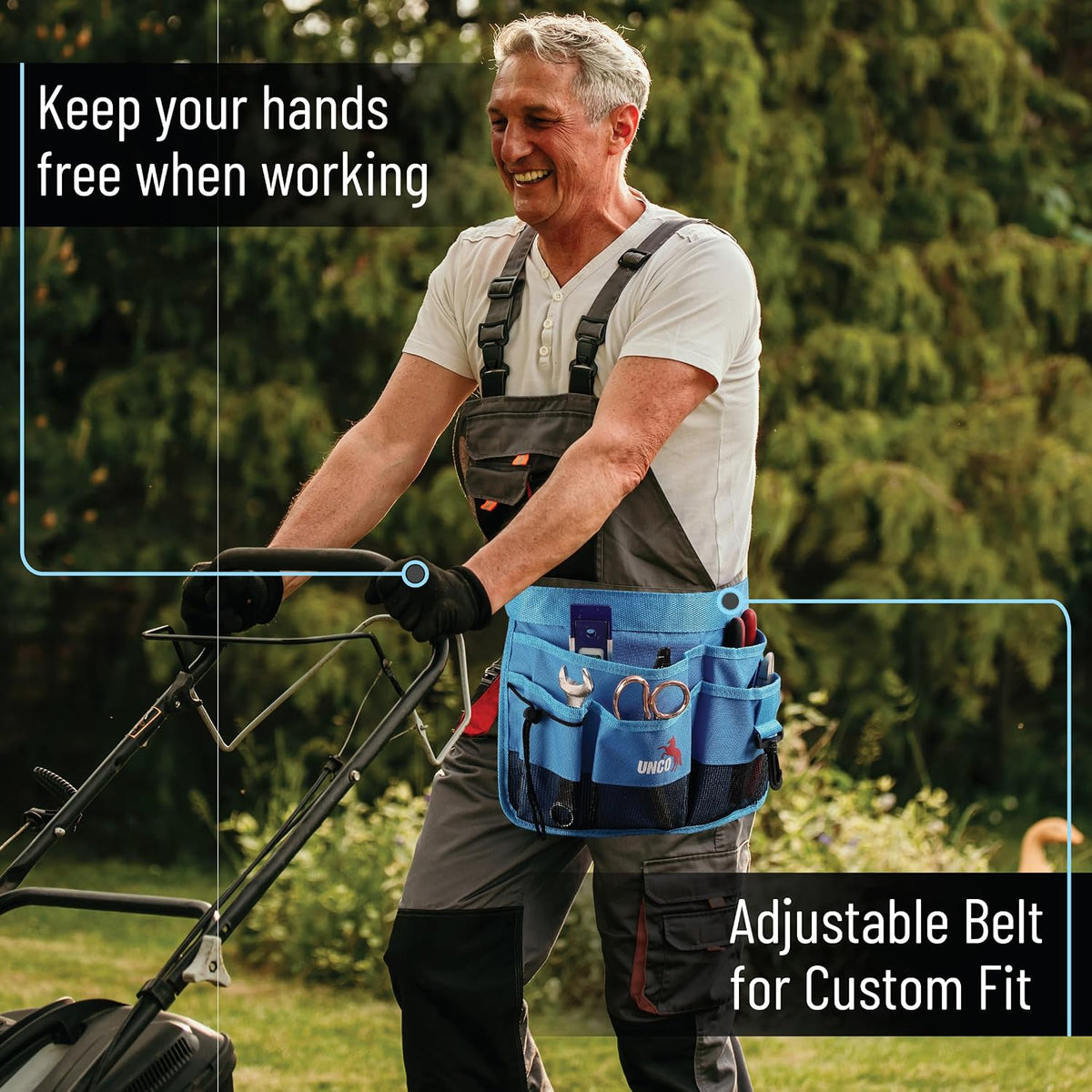 Adjustable Gardening Belt, Green, 7 Pockets, Wear, Cut and Water Resistant, Garden Tool Belt Pouch, Waist Apron with Pockets