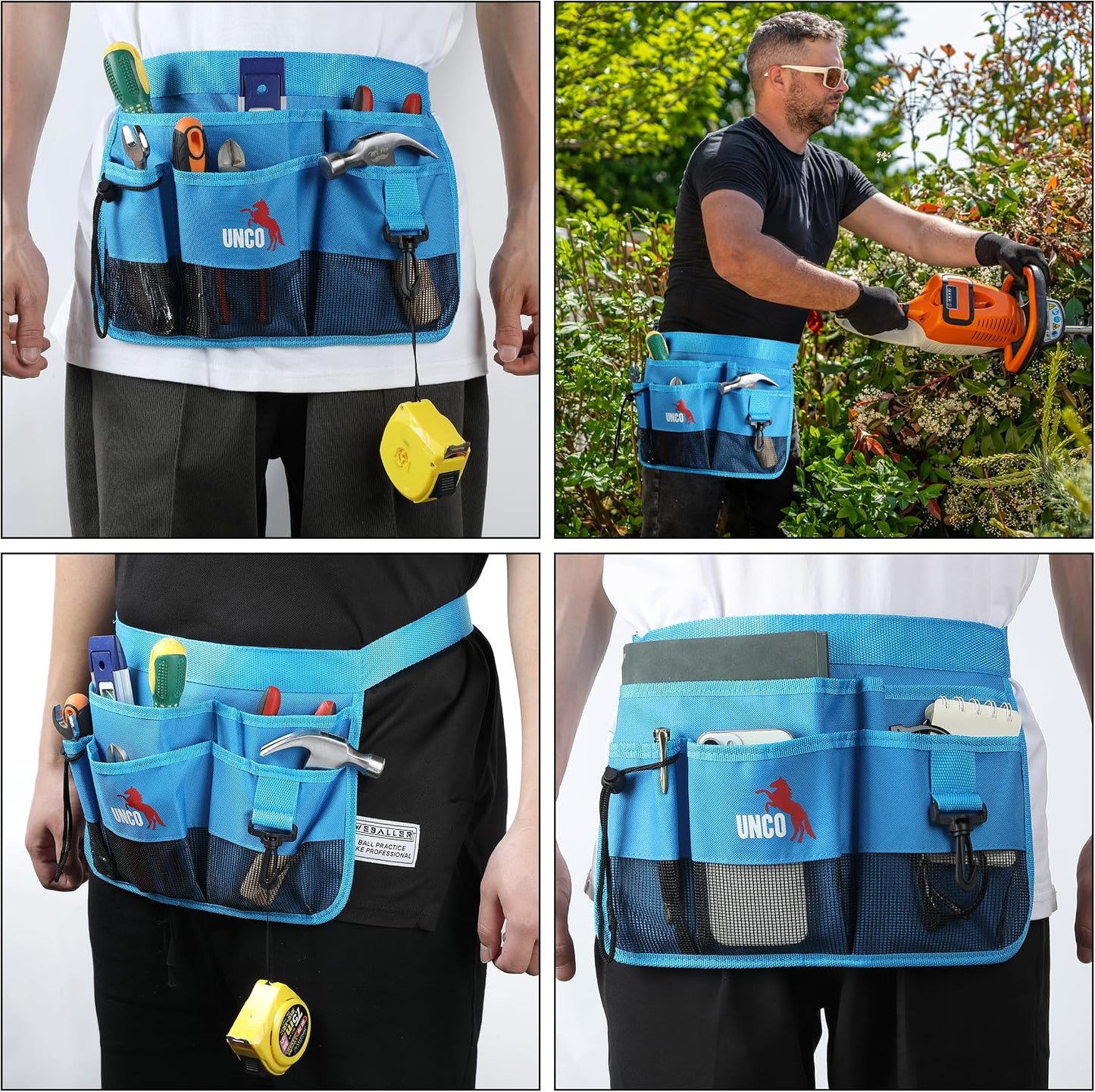 Adjustable Gardening Belt, Green, 7 Pockets, Wear, Cut and Water Resistant, Garden Tool Belt Pouch, Waist Apron with Pockets