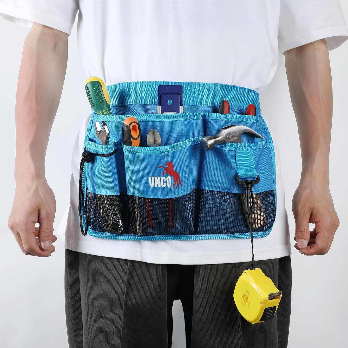 Adjustable Gardening Belt, Green, 7 Pockets, Wear, Cut and Water Resistant, Garden Tool Belt Pouch, Waist Apron with Pockets