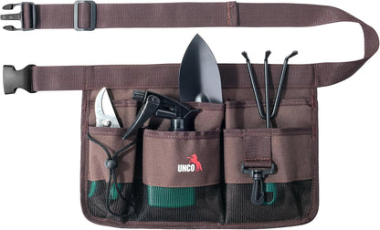Adjustable Gardening Belt, Green, 7 Pockets, Wear, Cut and Water Resistant, Garden Tool Belt Pouch, Waist Apron with Pockets