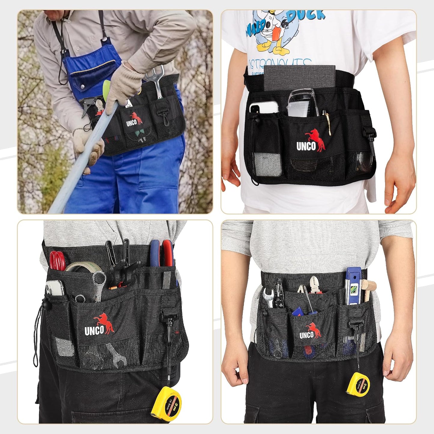 Adjustable Gardening Belt, Green, 7 Pockets, Wear, Cut and Water Resistant, Garden Tool Belt Pouch, Waist Apron with Pockets
