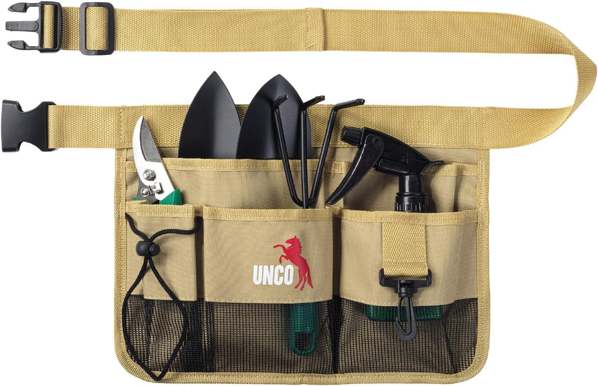 Adjustable Gardening Belt, Green, 7 Pockets, Wear, Cut and Water Resistant, Garden Tool Belt Pouch, Waist Apron with Pockets