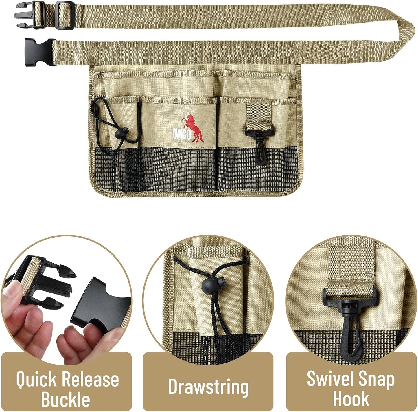 Adjustable Gardening Belt, Green, 7 Pockets, Wear, Cut and Water Resistant, Garden Tool Belt Pouch, Waist Apron with Pockets