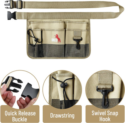 Adjustable Gardening Belt, Green, 7 Pockets, Wear, Cut and Water Resistant, Garden Tool Belt Pouch, Waist Apron with Pockets