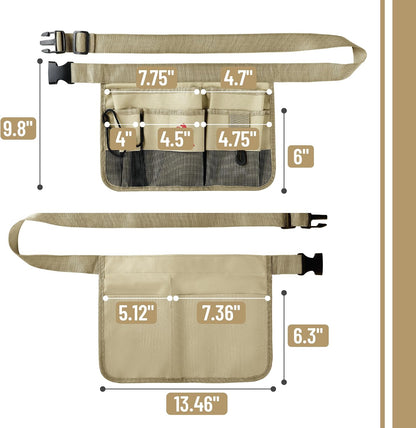 Adjustable Gardening Belt, Green, 7 Pockets, Wear, Cut and Water Resistant, Garden Tool Belt Pouch, Waist Apron with Pockets