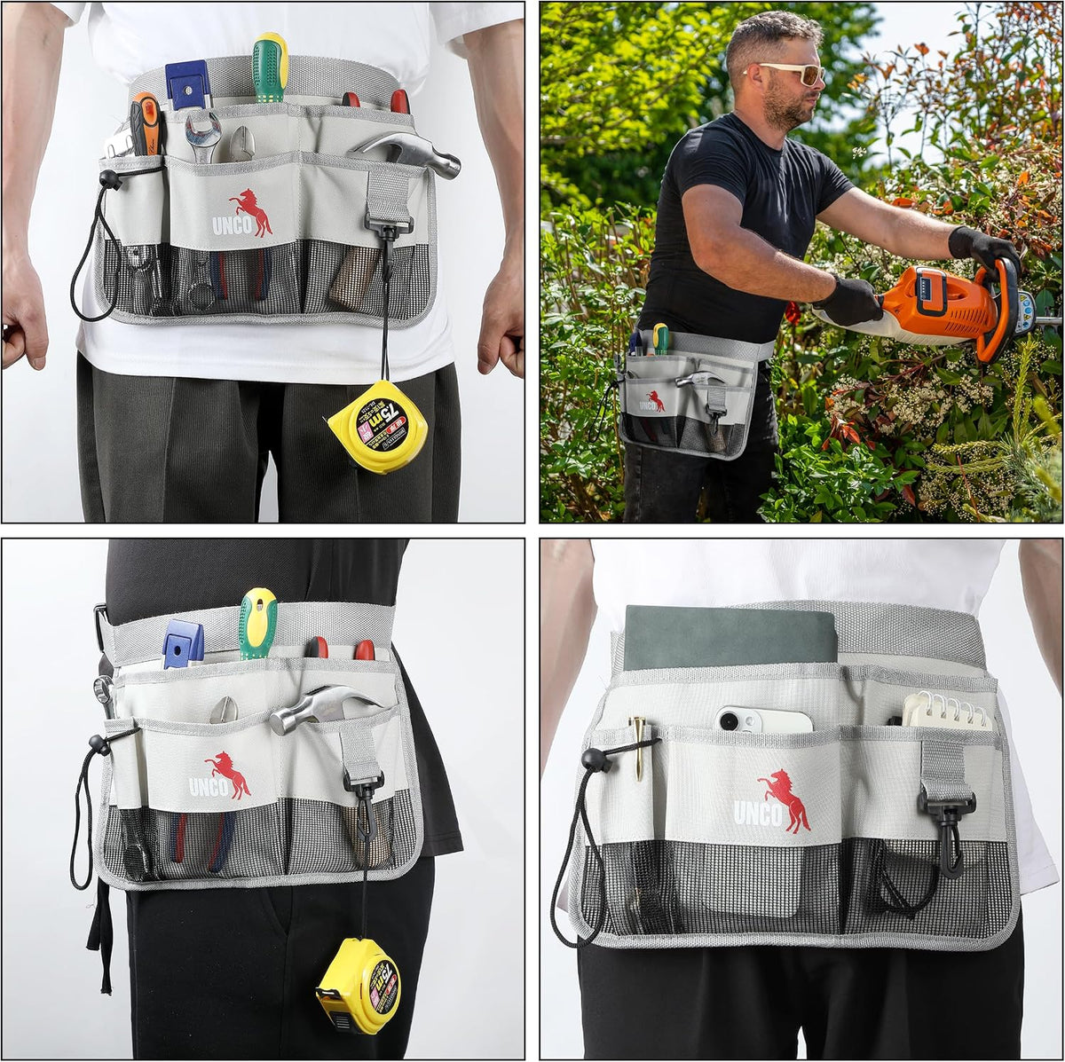 Adjustable Gardening Belt, Green, 7 Pockets, Wear, Cut and Water Resistant, Garden Tool Belt Pouch, Waist Apron with Pockets