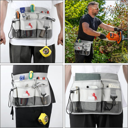 Adjustable Gardening Belt, Green, 7 Pockets, Wear, Cut and Water Resistant, Garden Tool Belt Pouch, Waist Apron with Pockets