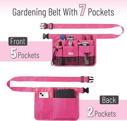 Adjustable Gardening Belt, Green, 7 Pockets, Wear, Cut and Water Resistant, Garden Tool Belt Pouch, Waist Apron with Pockets