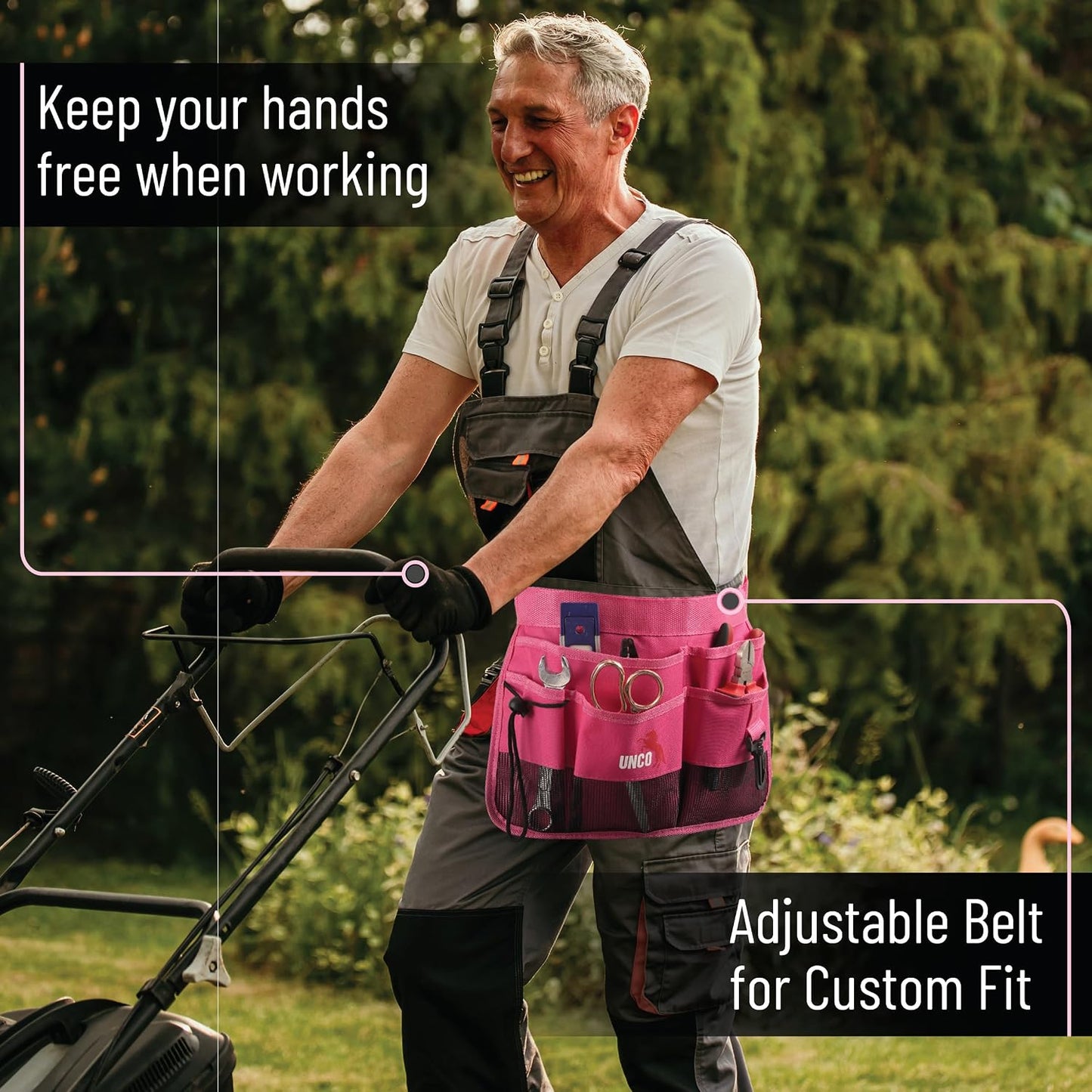 Adjustable Gardening Belt, Green, 7 Pockets, Wear, Cut and Water Resistant, Garden Tool Belt Pouch, Waist Apron with Pockets