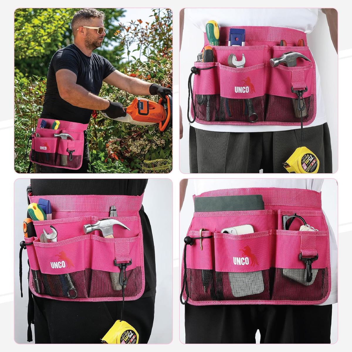 Adjustable Gardening Belt, Green, 7 Pockets, Wear, Cut and Water Resistant, Garden Tool Belt Pouch, Waist Apron with Pockets
