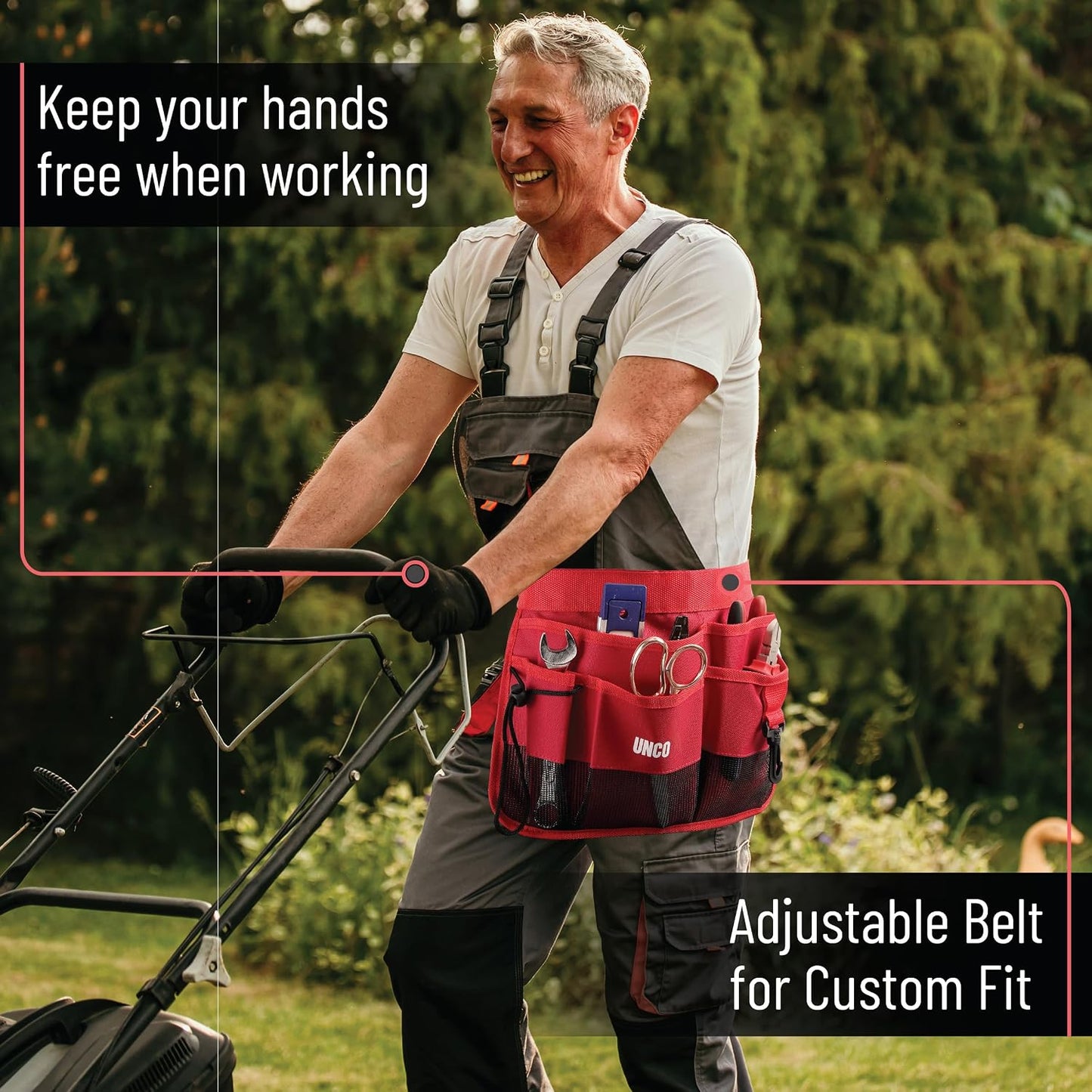 Adjustable Gardening Belt, Green, 7 Pockets, Wear, Cut and Water Resistant, Garden Tool Belt Pouch, Waist Apron with Pockets