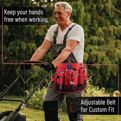 Adjustable Gardening Belt, Green, 7 Pockets, Wear, Cut and Water Resistant, Garden Tool Belt Pouch, Waist Apron with Pockets