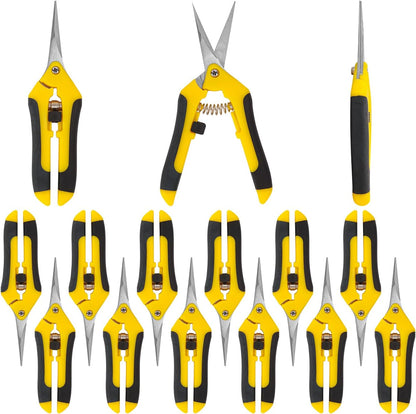15 Pack 6.5 Inch Yellow Garden Pruning Scissors, Stainless Steel Blades Hand Pruner, Sharp Point Gardening Shears Cutter, A Must-have Gardening Pruning Shear, Supplies & Accessories