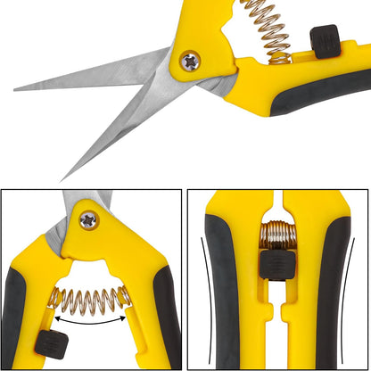 15 Pack 6.5 Inch Yellow Garden Pruning Scissors, Stainless Steel Blades Hand Pruner, Sharp Point Gardening Shears Cutter, A Must-have Gardening Pruning Shear, Supplies & Accessories