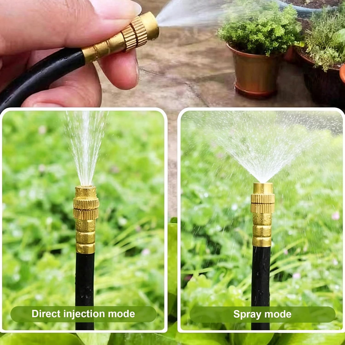 Drip Irrigation System, 2026-Upgrade 50Ft 1/4" Watering Kit with 15 360° Adjustable Copper Nozzles & 3/4" Copper Connector, DIY for Garden, Greenhouse, Pots, Raised Beds & Yard