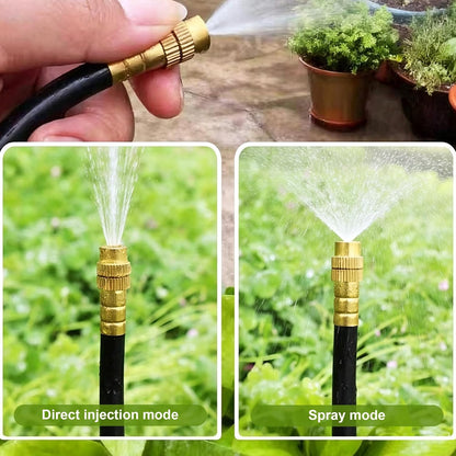 Drip Irrigation System, 2026-Upgrade 50Ft 1/4" Watering Kit with 15 360° Adjustable Copper Nozzles & 3/4" Copper Connector, DIY for Garden, Greenhouse, Pots, Raised Beds & Yard