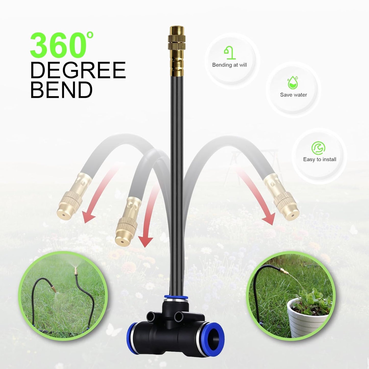 Drip Irrigation System, 2026-Upgrade 50Ft 1/4" Watering Kit with 15 360° Adjustable Copper Nozzles & 3/4" Copper Connector, DIY for Garden, Greenhouse, Pots, Raised Beds & Yard