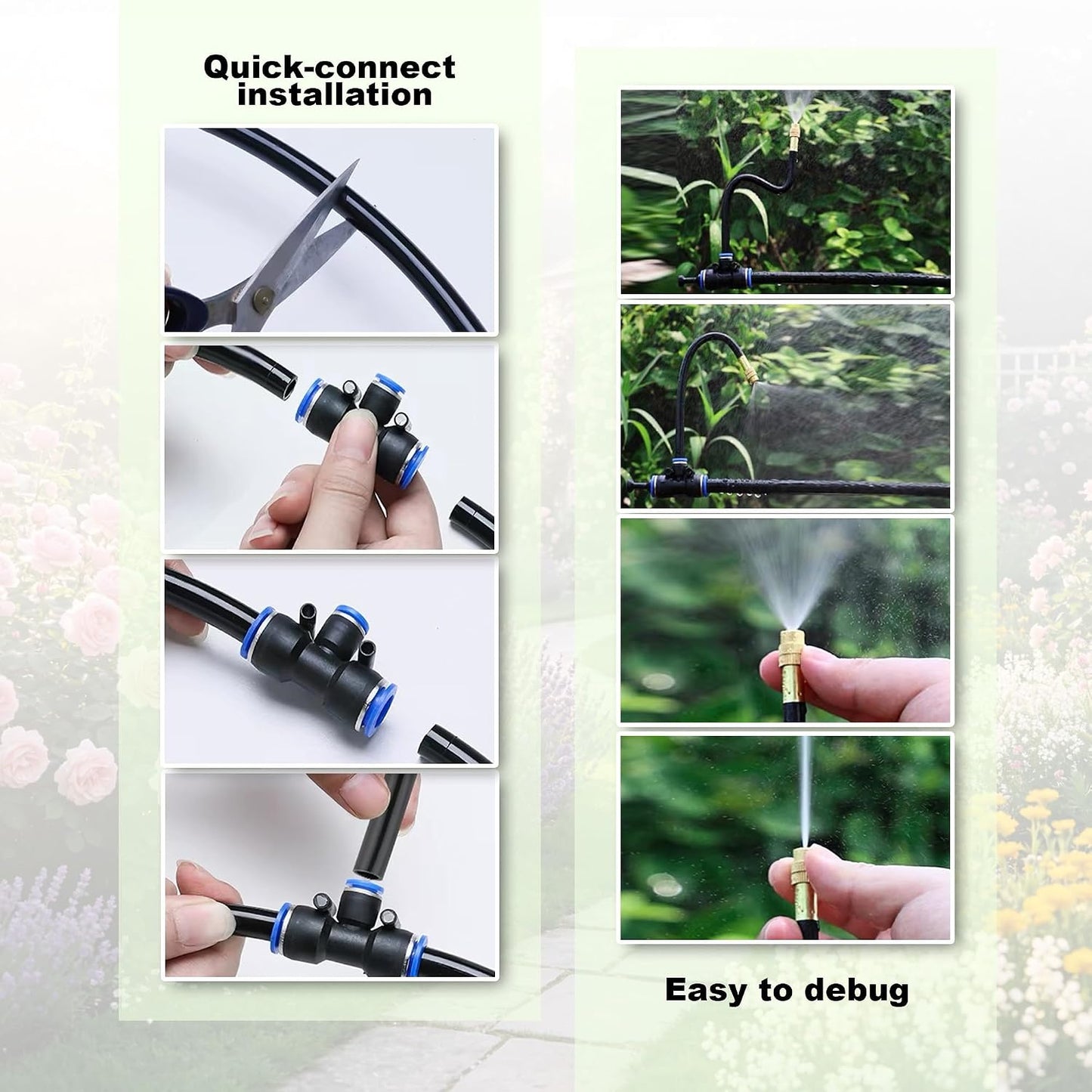 Drip Irrigation System, 2026-Upgrade 50Ft 1/4" Watering Kit with 15 360° Adjustable Copper Nozzles & 3/4" Copper Connector, DIY for Garden, Greenhouse, Pots, Raised Beds & Yard