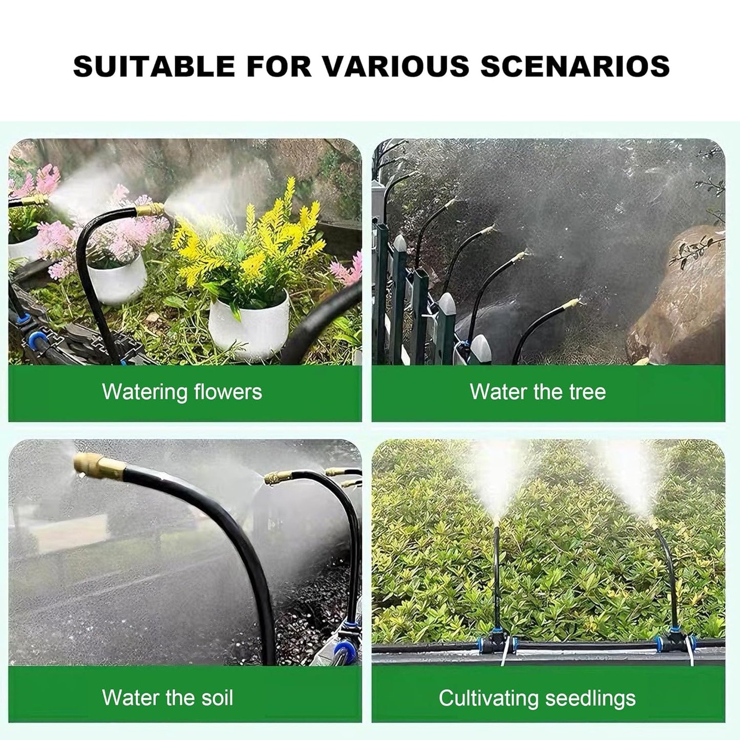 Drip Irrigation System, 2026-Upgrade 50Ft 1/4" Watering Kit with 15 360° Adjustable Copper Nozzles & 3/4" Copper Connector, DIY for Garden, Greenhouse, Pots, Raised Beds & Yard