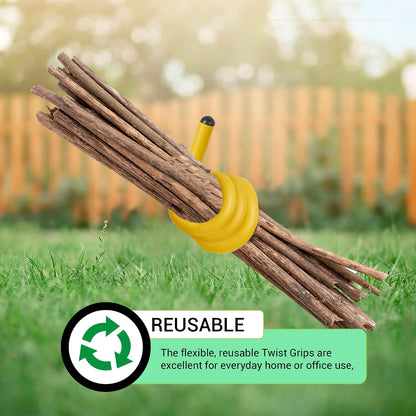 Andalus Twist Rubber Ties, 17-Inch Reusable Twist Ties in Yellow Color - Holds Up to 110 Pounds (4 Pack)