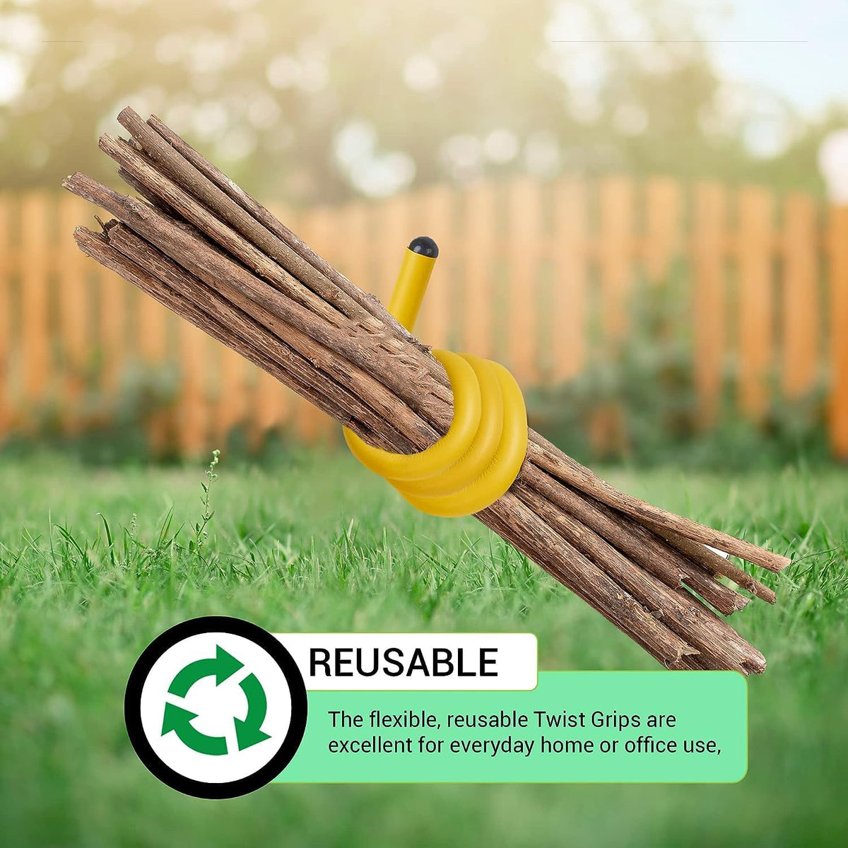 Andalus Twist Rubber Ties, 17-Inch Reusable Twist Ties in Yellow Color - Holds Up to 110 Pounds (4 Pack)