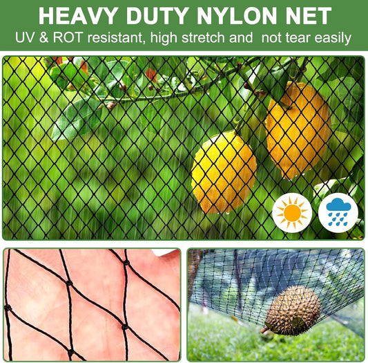 Bird Netting 50' x 50', 2.4" Square Mesh Garden Netting, Poultry Net