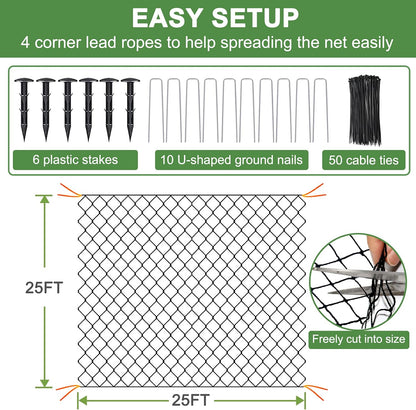 Bird Netting 50' x 50', 2.4" Square Mesh Garden Netting, Poultry Net