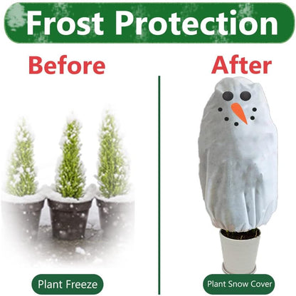 Plant Covers Freeze Protection for New Year Décor Winter Cute Potted Anti Frost Blanket Jacket with Drawstring, 43" L x 35" W (A, 2 PCS)