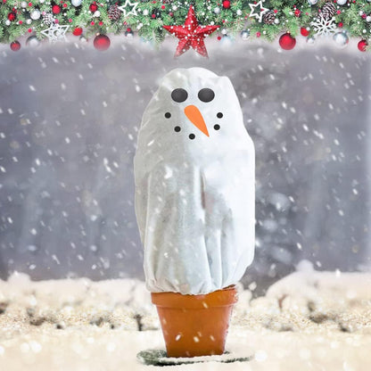 Plant Covers Freeze Protection for New Year Décor Winter Cute Potted Anti Frost Blanket Jacket with Drawstring, 43" L x 35" W (A, 2 PCS)
