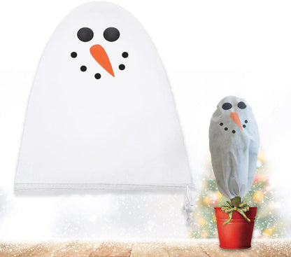 Plant Covers Freeze Protection for New Year Décor Winter Cute Potted Anti Frost Blanket Jacket with Drawstring, 43" L x 35" W (A, 2 PCS)